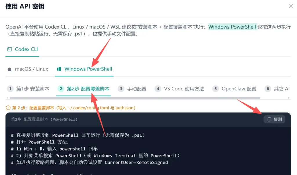 Codex Desktop App 配置 API Key 使用密钥页面